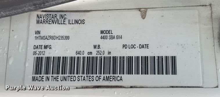 image for item EN0821 2013 International 4400 truck cab and chassis