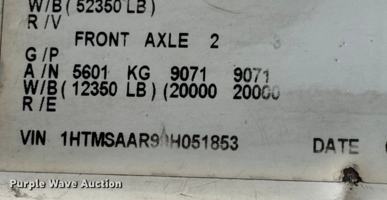 image for item EN0822 2009 International 4400 truck cab and chassis