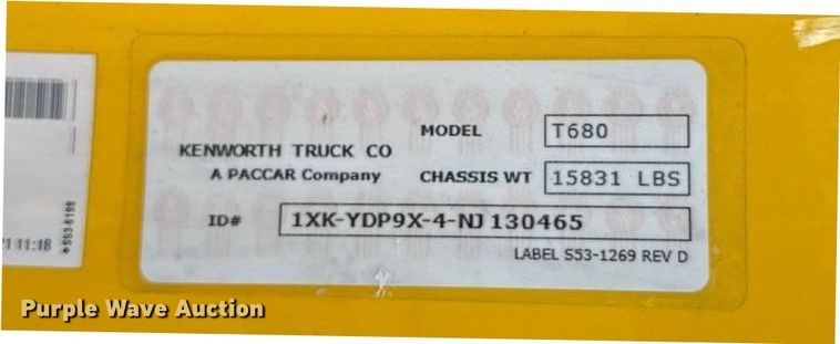 image for item ES5598 2022 Kenworth T680 semi truck