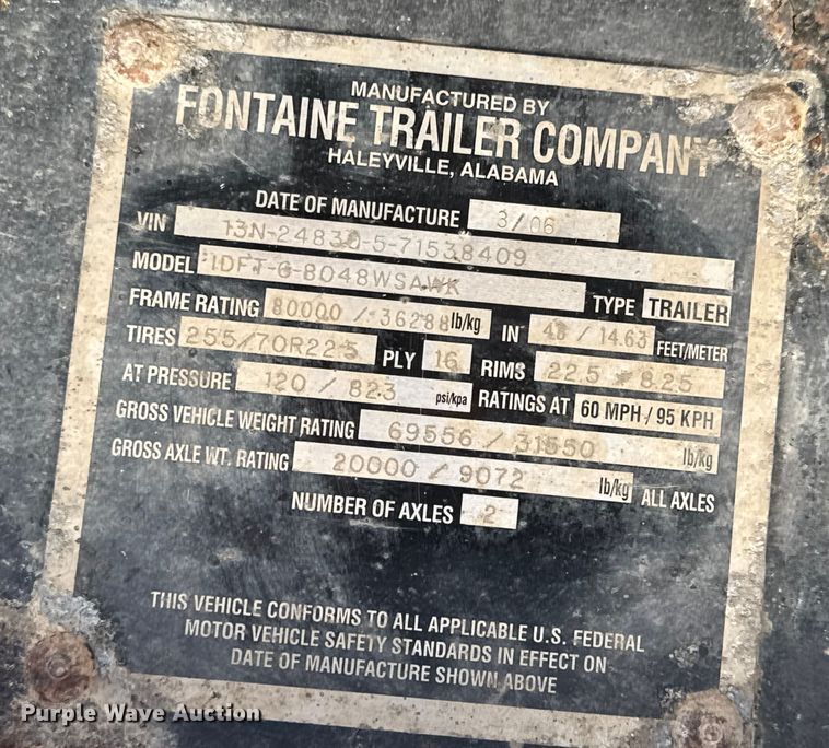 image for item ET4126 2006 Fontaine IDFT-6-8048WSAWK drop deck equipment trailer