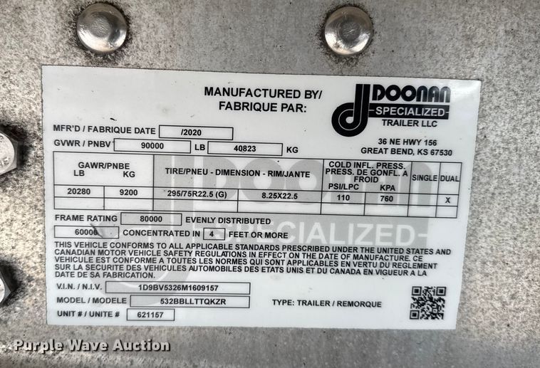 image for item FB0587 2021 Doonan  flatbed trailer