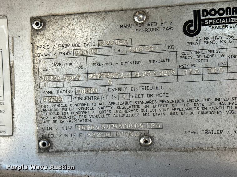 image for item FB0589 2021 Doonan  flatbed trailer