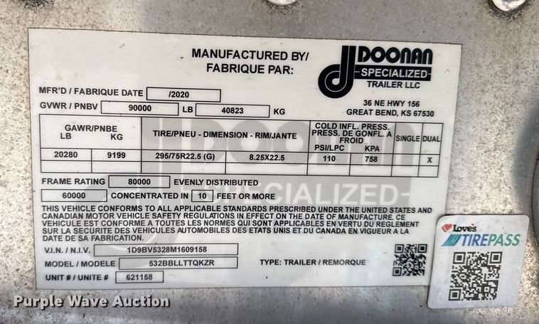 image for item FB0590 2021 Doonan  flatbed trailer