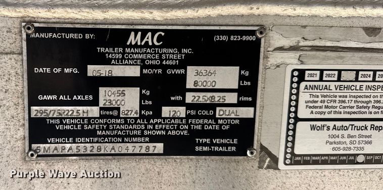 image for item FB0591 2019 Mac Trailer Manufacturing flatbed trailer