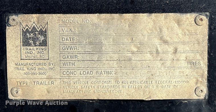 image for item FI0120 2001 Trail King TK70HT-482 Equipment Trailer