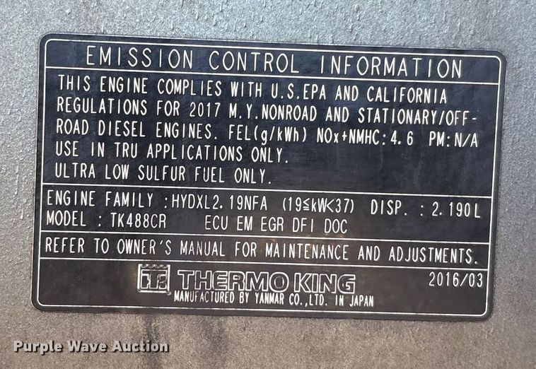 image for item YA1370 2017 CIMC 1RLR5505 refrigerated van trailer