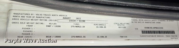 image for item YA1455 2023 Volvo VNL semi truck