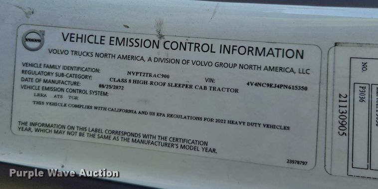 image for item YA1455 2023 Volvo VNL semi truck