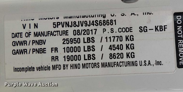 image for item YA1506 2018 Hino 268A flatbed truck