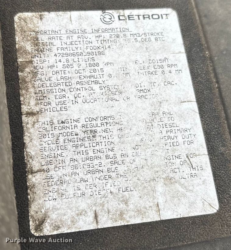 image for item YA1508 2016 Freightliner Cascadia semi truck