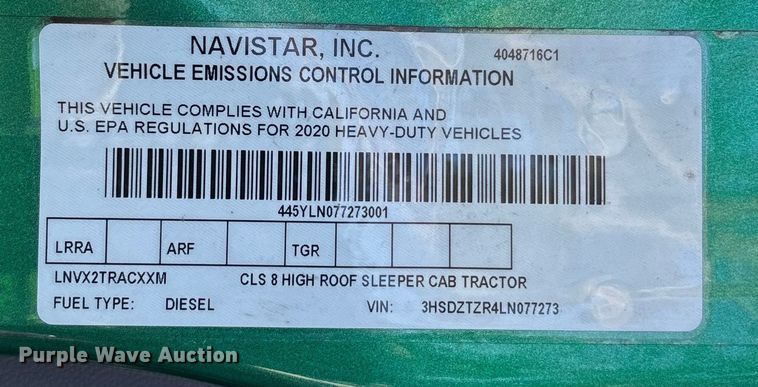 image for item YA1624 2020 International LT625 semi truck