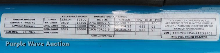 image for item YA1809 2023 Kenworth T680 semi truck