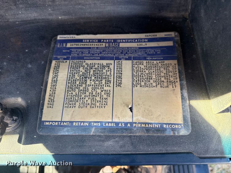 image for item DQ4201 1982 GMC C2500 pickup truck