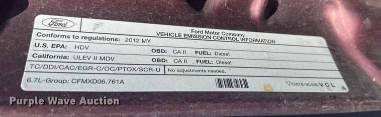 image for item DQ4216 2012 Ford F250 Super Duty Ext. Cab pickup truck