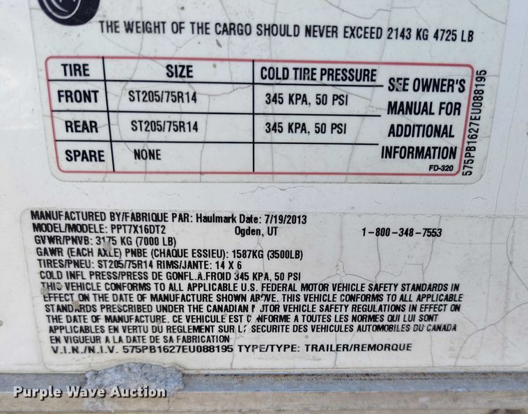 image for item DT0848 2014 Haulmark enclosed cargo trailer