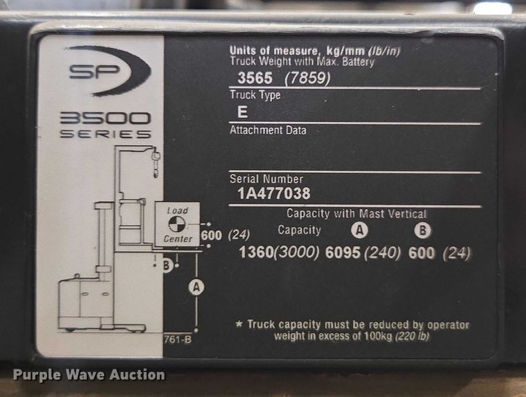 image for item DU2664 2016 Crown SP3520-30 order picker