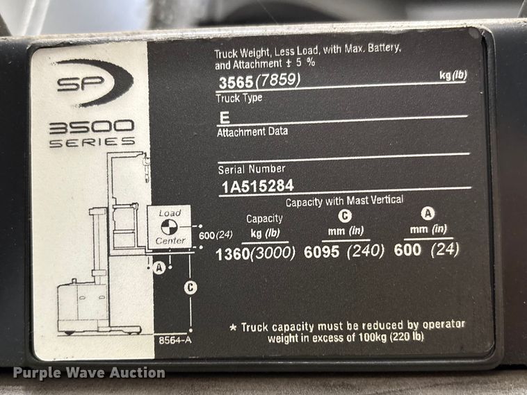 image for item DU2690 2017 Crown SP3520-30 order picker