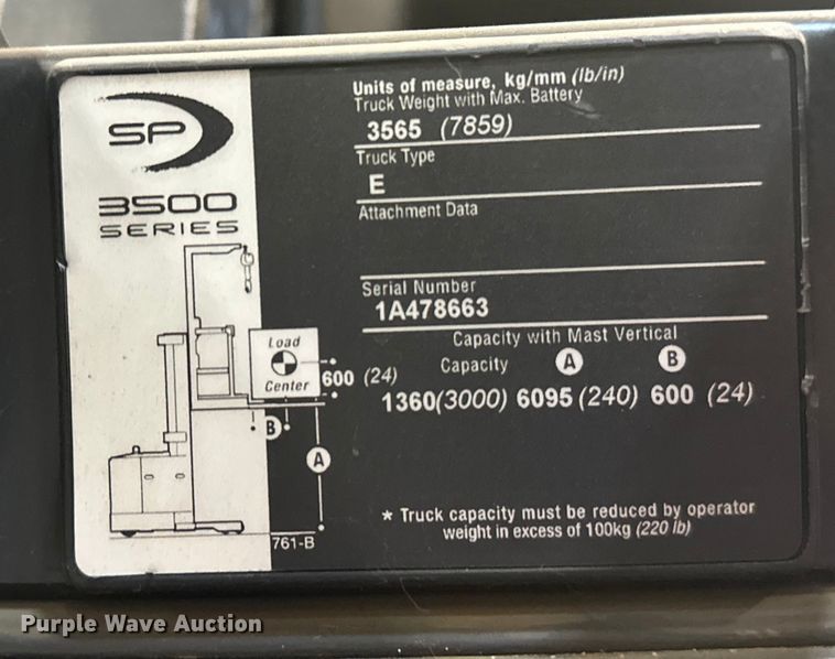 image for item DW4493 2016 Crown SP3520-30 order picker