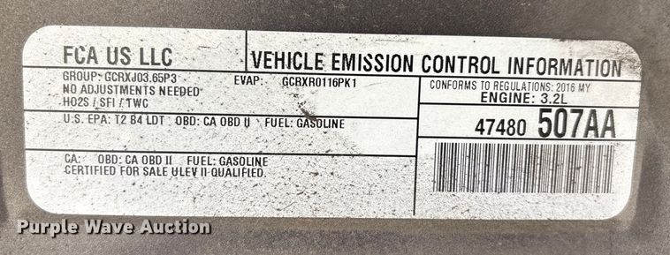 image for item DW7386 2016 Jeep Cherokee SUV