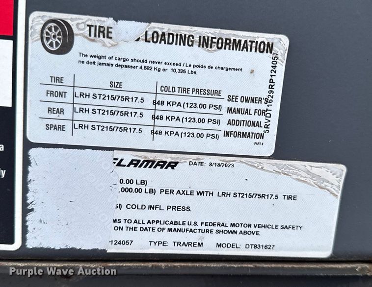 image for item EA2231 2024 Lamar DT831627 dump trailer