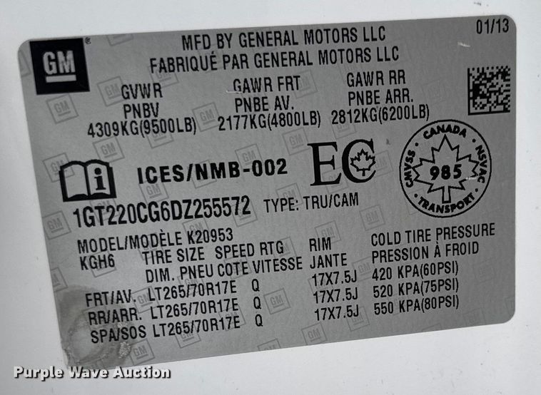 image for item EA2236 2013 GMC Sierra 2500 Ext. Cab pickup truck