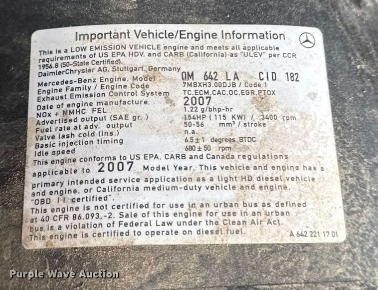 image for item EA2237 2007 Dodge Sprinter 2500 van