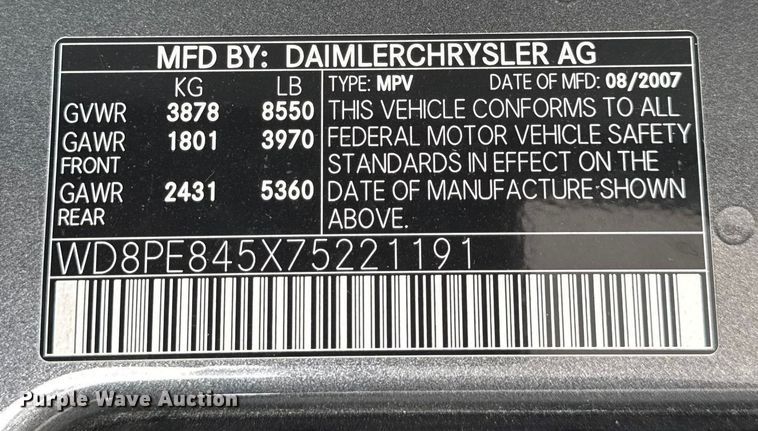 image for item EA2237 2007 Dodge Sprinter 2500 van