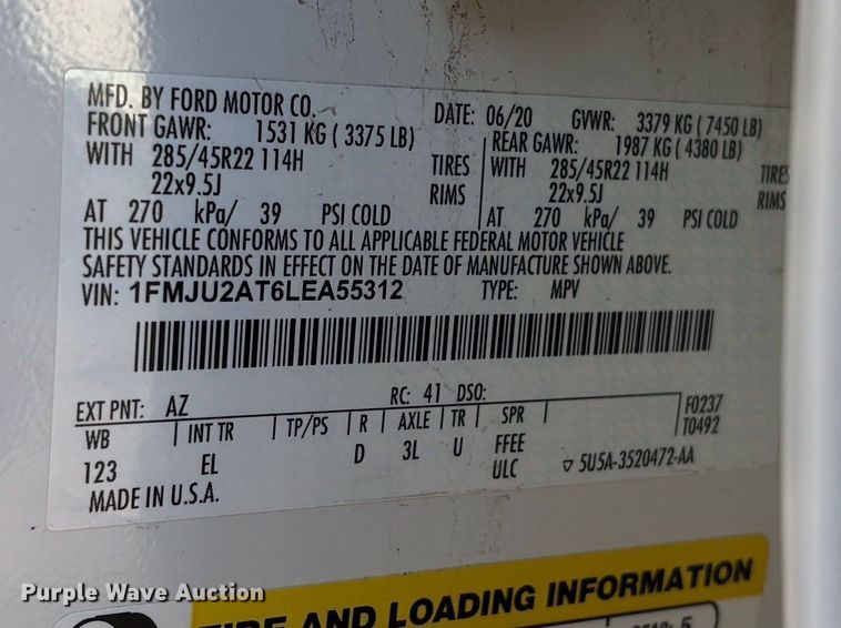 image for item EA2259 2020 Ford Expedition SUV