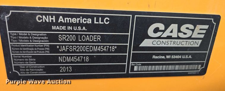 image for item EB1230 2013 Case SR200 skid steer loader