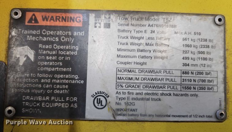 image for item EB8488 Hyster T5Z tow tractor
