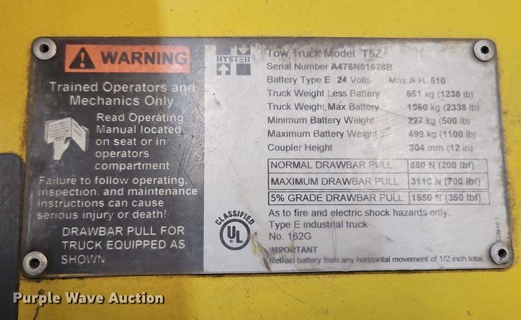 image for item EB8488 Hyster T5Z tow tractor