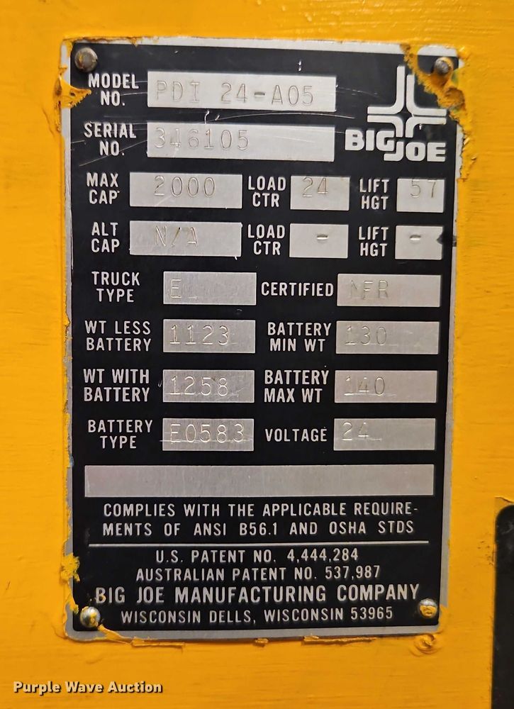 image for item EB8492 Big Joe PDI 24-A05 pallet jack