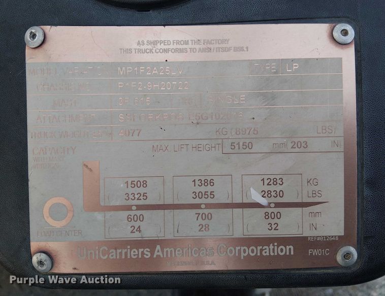 image for item EE5093 2016 UniCarriers PF50 forklift