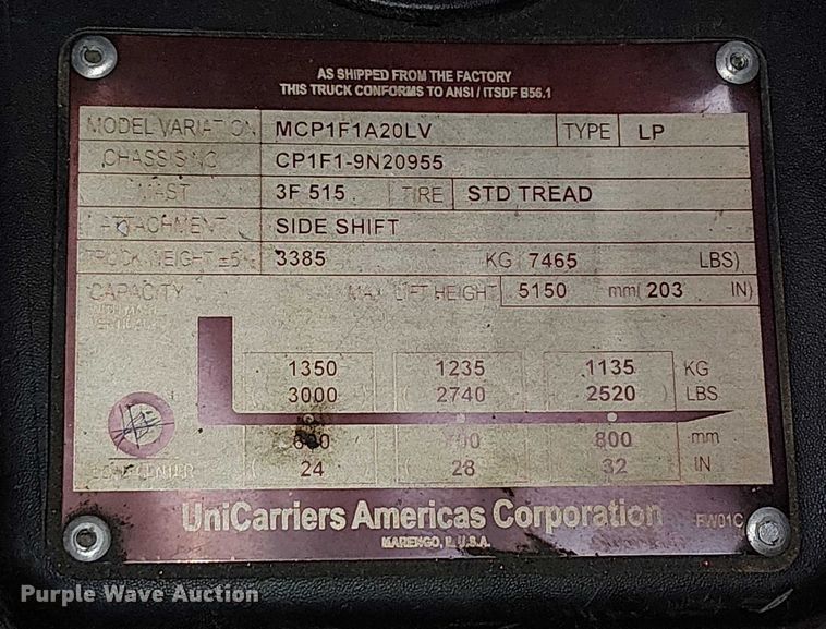 image for item EE5103 2017 UniCarriers CFS40 forklift