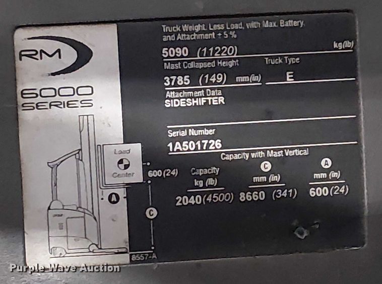 image for item EE5118 2017 Crown RM6095S-45 order picker