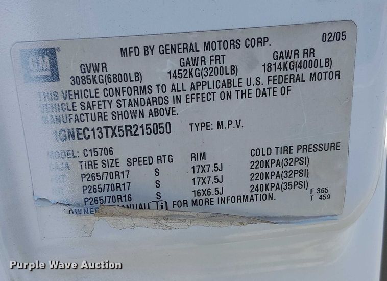 image for item EE5120 2005 Chevrolet Tahoe SUV