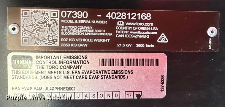 image for item EG1823 2018 Toro Heavy Duty Workman utility vehicle