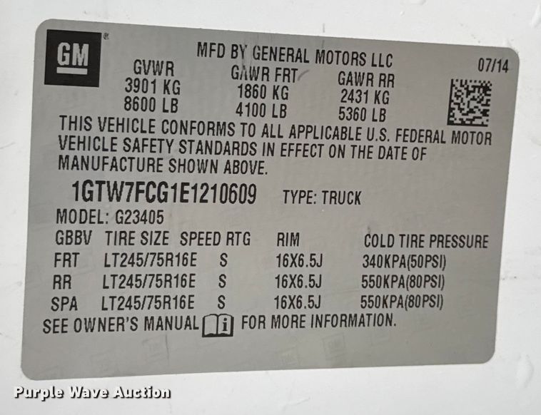image for item EN0839 2014 GMC Savana G2500 van