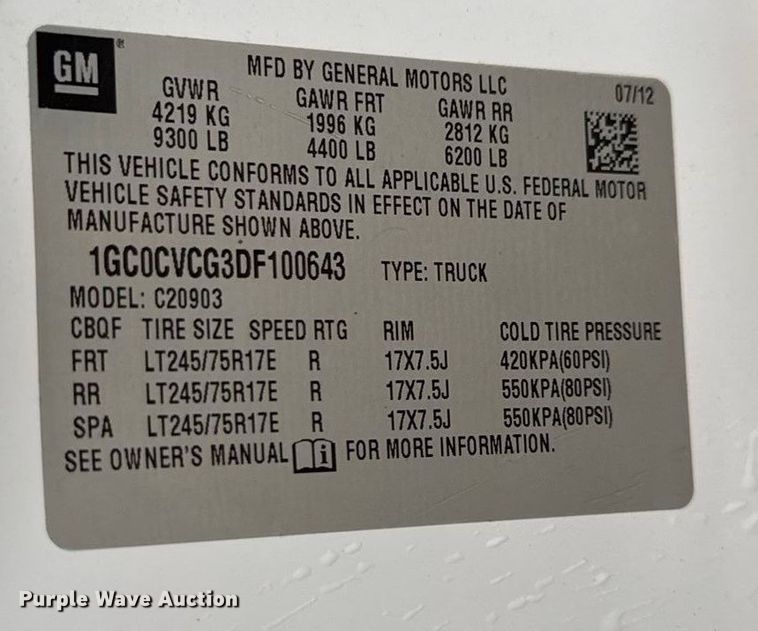 image for item EN0842 2013 Chevrolet Silverado 2500HD pickup truck