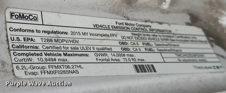 image for item EN0843 2015 Ford F350 Super Duty flatbed pickup truck