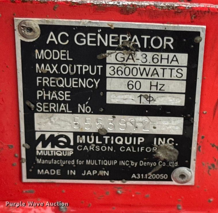image for item EN0845 (2) MultiQuip GA-3.6 generators