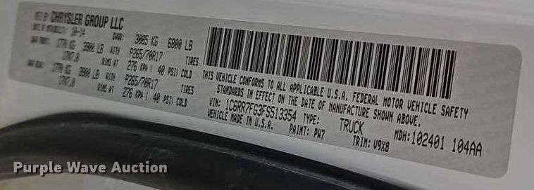 image for item EO4918 2015 RAM 1500 Ext. Cab pickup truck