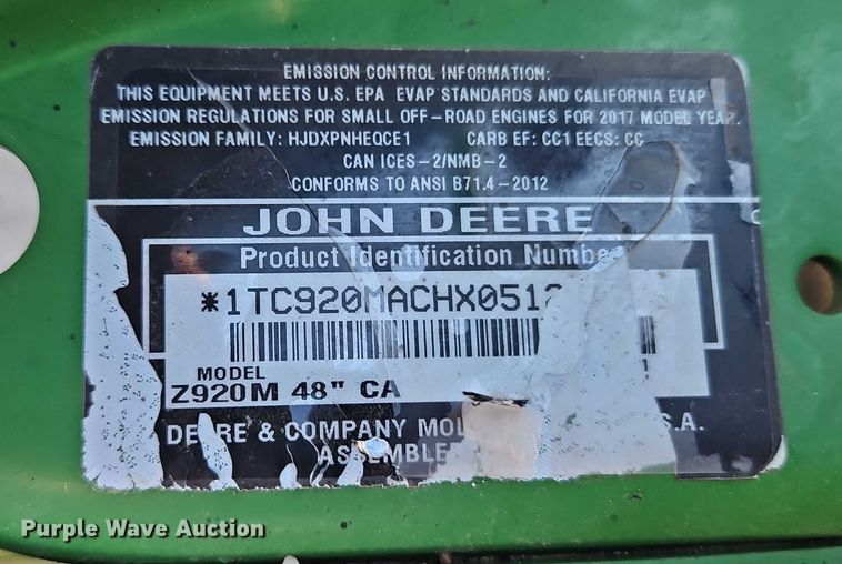 image for item EO4926 John Deere Z920M ZTR lawn mower