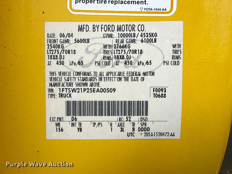 image for item EP2765 2005 Ford F250 Super Duty Crew Cab pickup truck