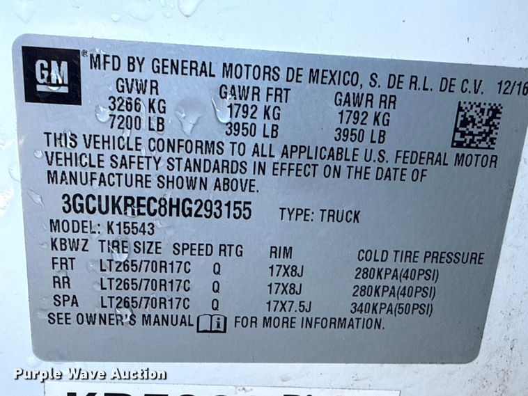 image for item EP2770 2017 Chevrolet Silverado 1500 Crew Cab pickup truck