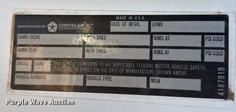 image for item EP2777 1989 Dodge Dakota pickup truck