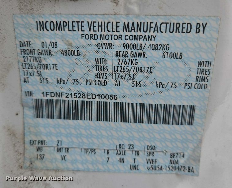 image for item ES2595 2008 Ford F250 Super Duty utility bed pickup truck