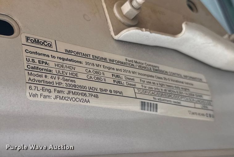 image for item ES5618 2018 Ford F350 Super Duty Ext. Cab utility bed pickup truck