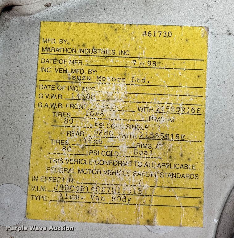 image for item ES8521 1999 GMC W4500 box truck