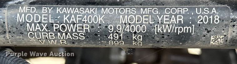 image for item ET4101 2018 Kawasaki Mule SX utility vehicle